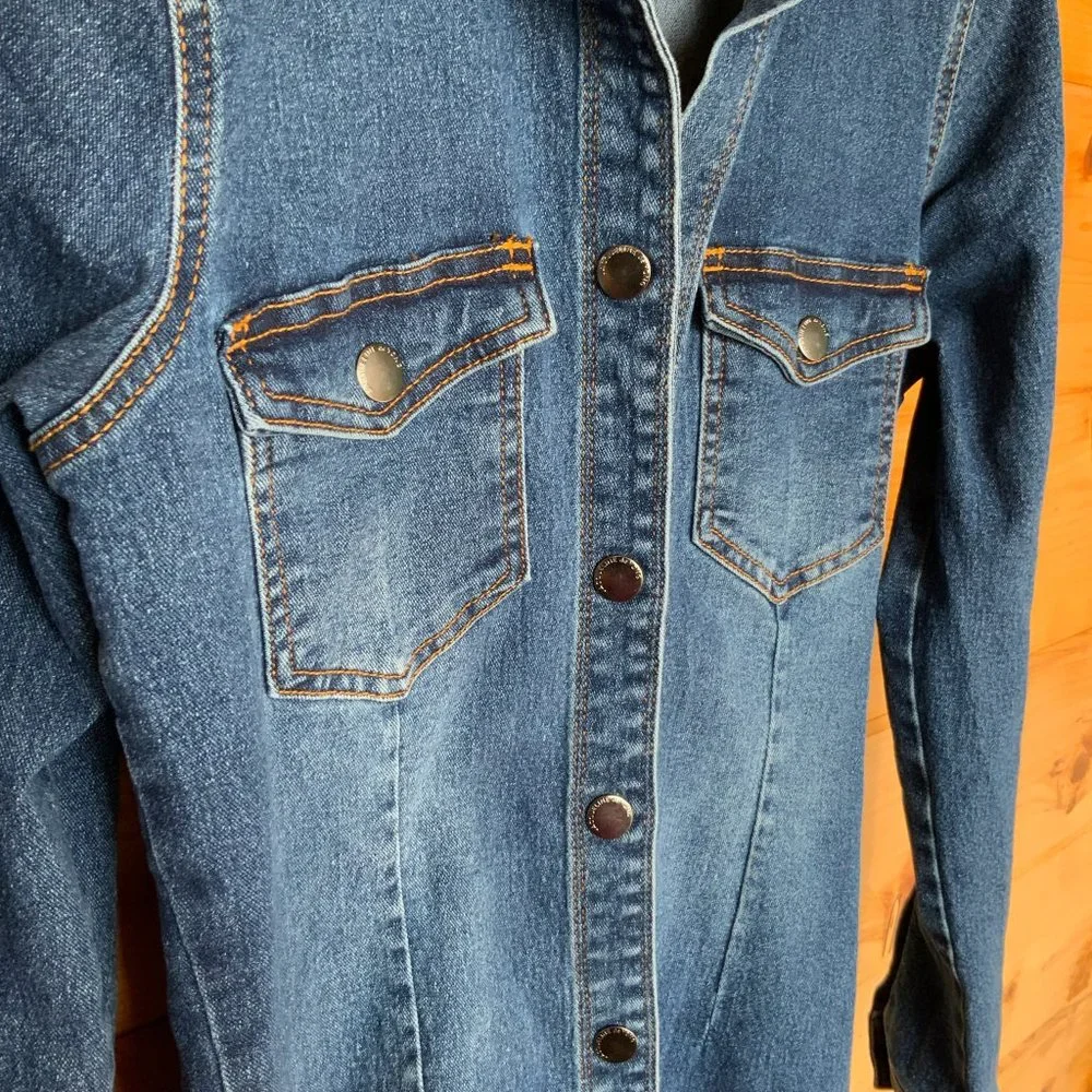 Jacqueline de YONG Denim Shirt Dress \ Medium - Picture 6 of 6